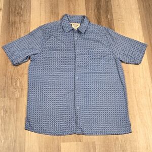 Vintage Silk Circa 1969 Shirt Mens XL Blue Silk Blend Button Up Short Sleeve